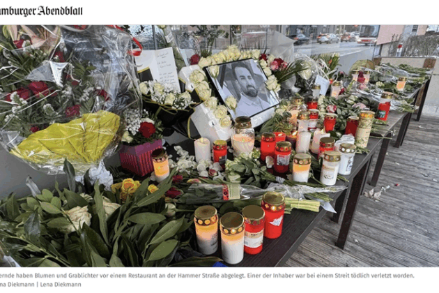 دو روز پس از قتل صاحب رستوران؛ نشانه‌های آشکار سوگ در ماریِنتال هامبورگ